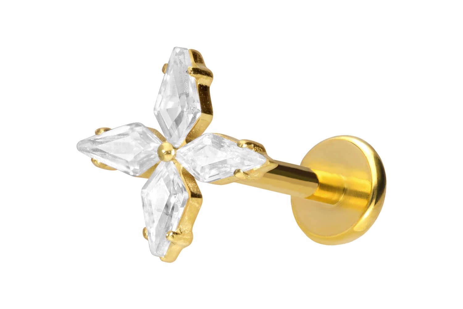 Titan Labret Piercing mit Push Fit KRISTALLSTERN